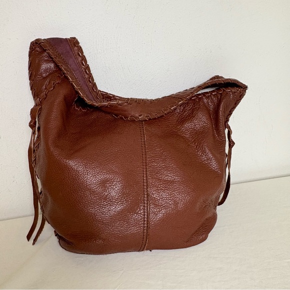 LUCKY BRAND Genuine Leather Large Boho Whipstitch Hobo Shoulder Bag Purse - Picture 16 of 16